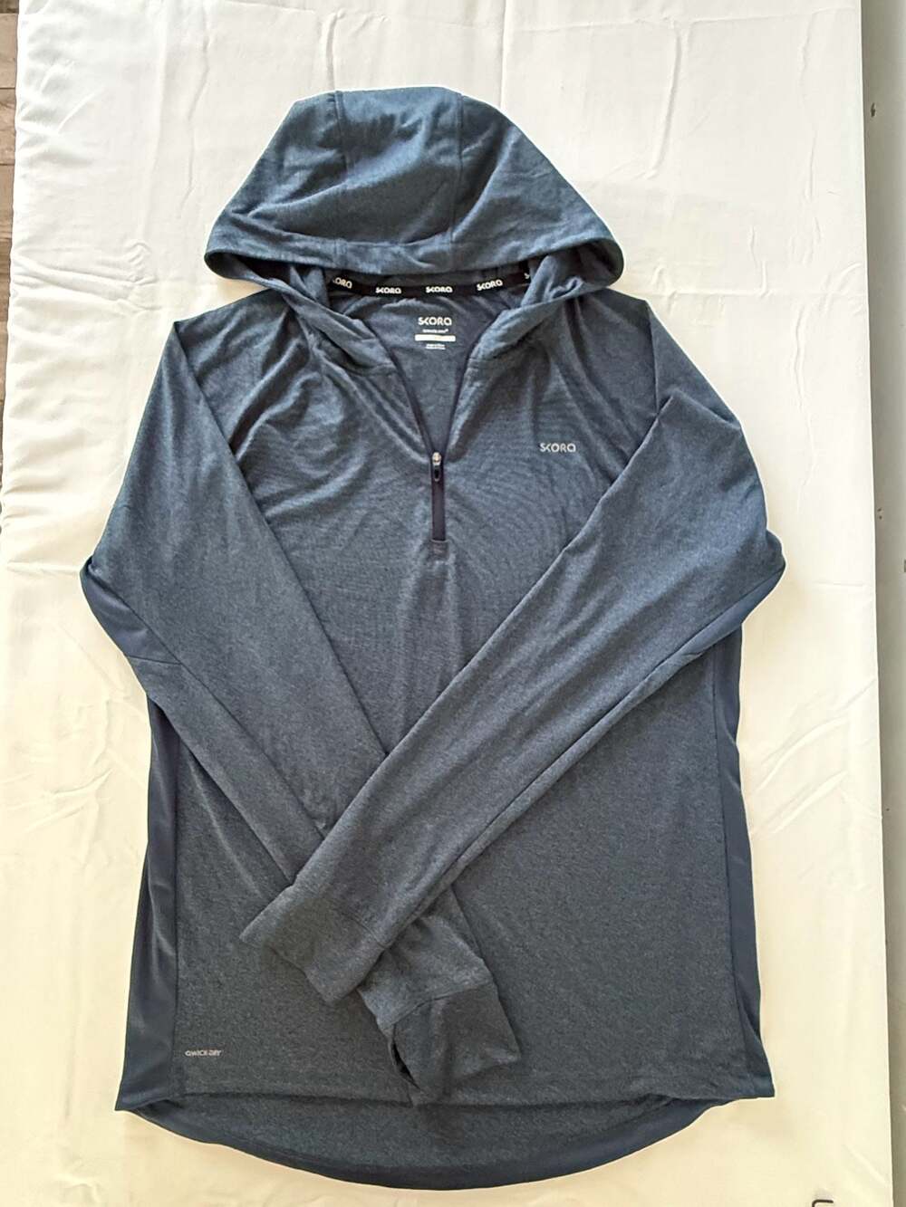 Skora Men's Large Heather Grey Qwick-Dry Quarter-Zip Running Hoodie